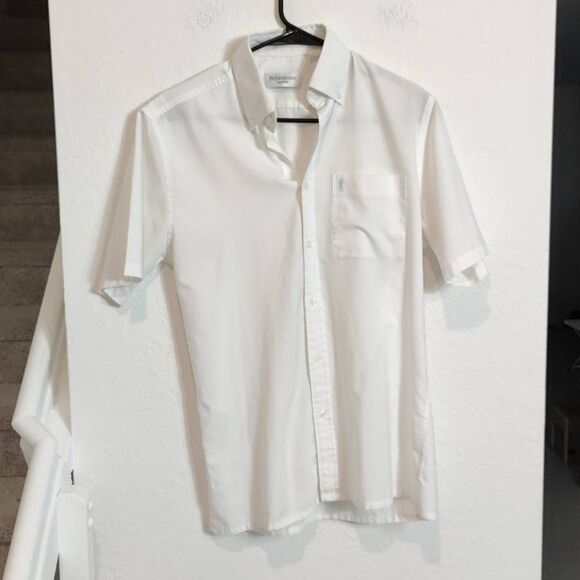 Yves Saint Laurent Other - Yves Saint Laurent Button Up Short Sleeve Shirt- Mens- Size S-‎ White Blue